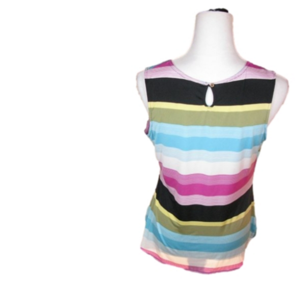 WORTHINGTON Vibrant Pastel Stripe Sleeveless Blouse/Top Size Medium - Picture 3 of 4